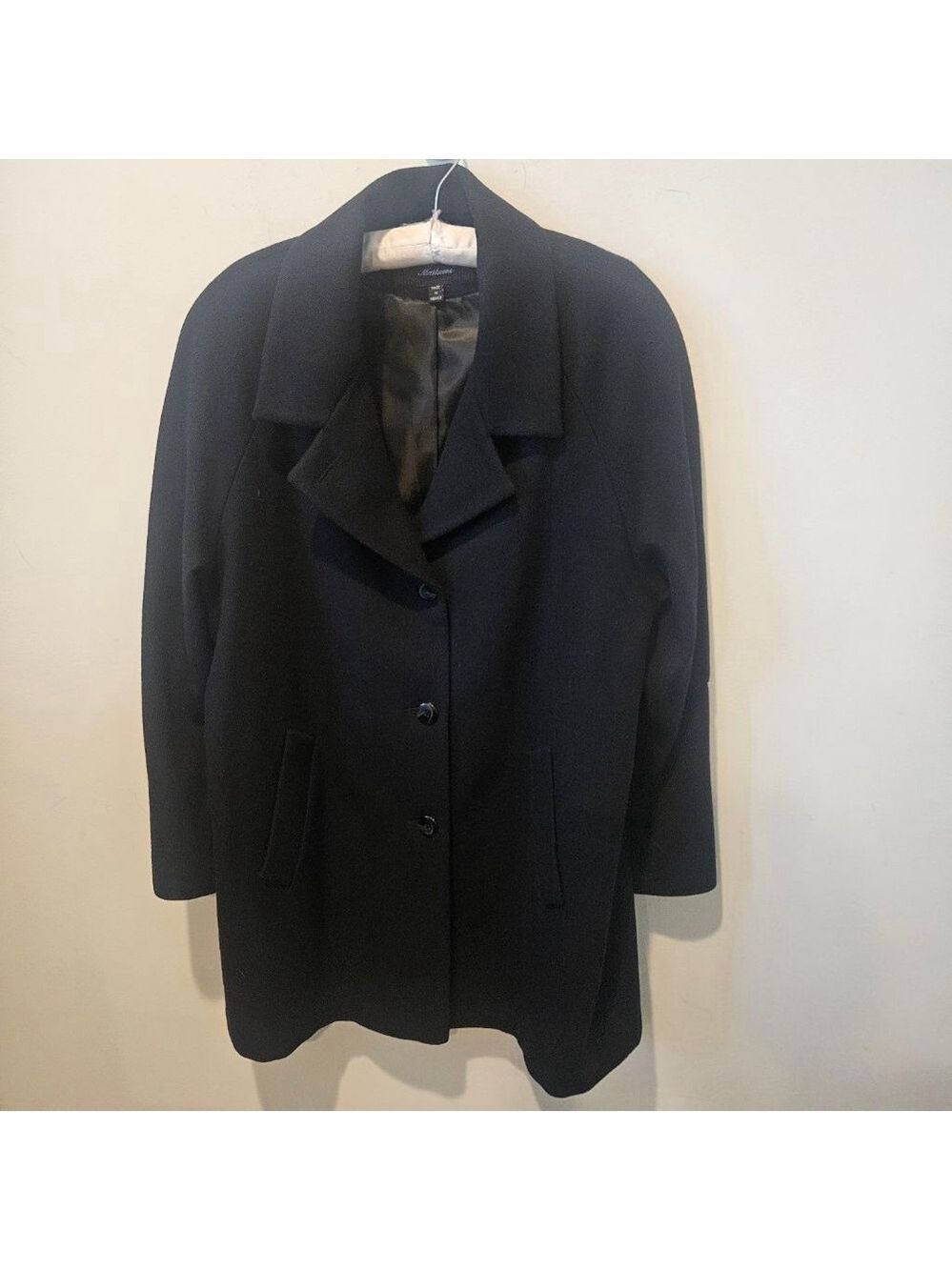Women's Stephanie Mathews Vintage Black Wool Coat Size 14